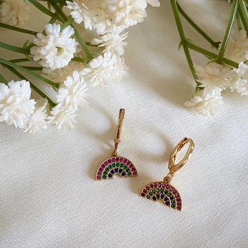 Rainbow Huggie Hoop Earrings Wisteria London